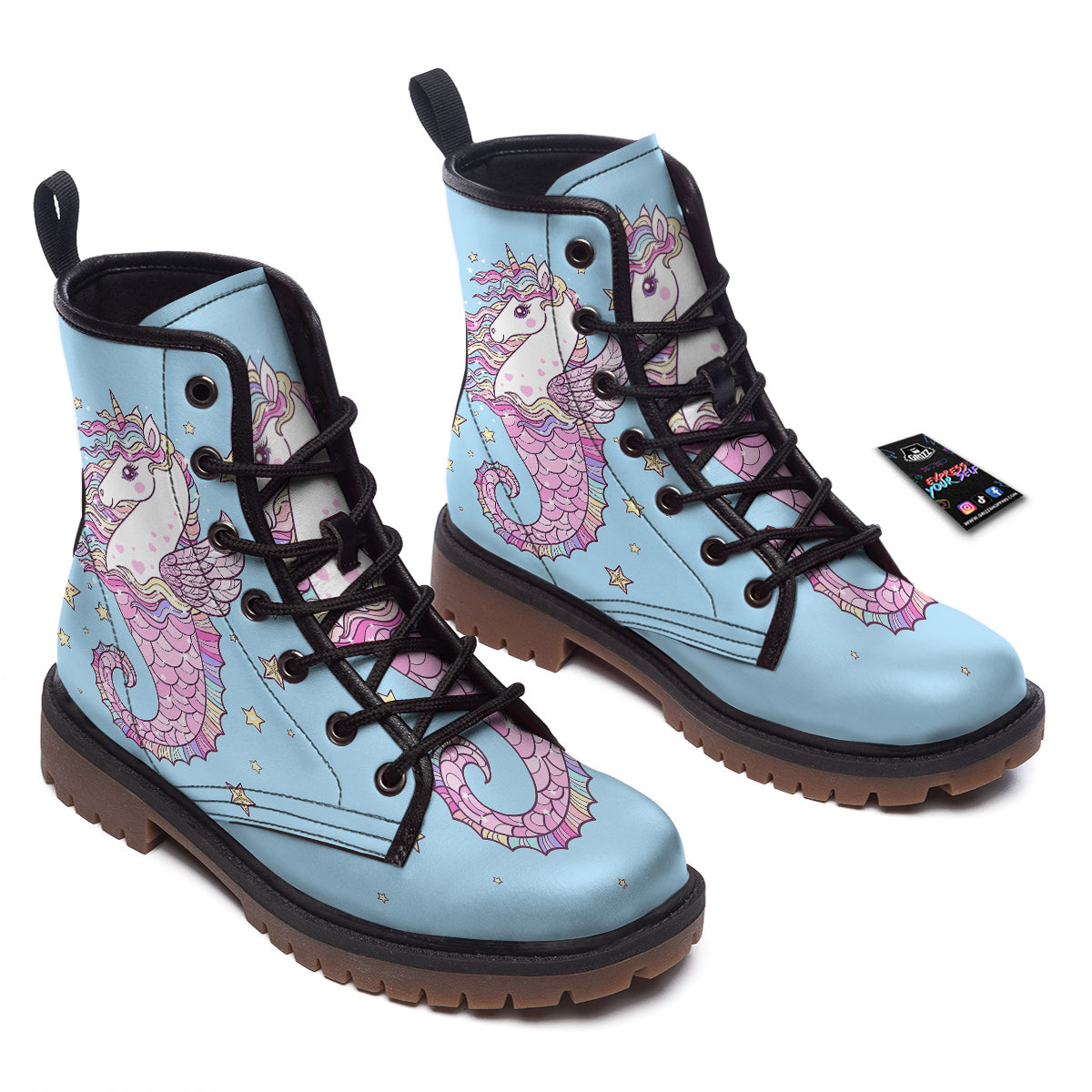 Seahorse Colorful Print Work Boots-grizzshop