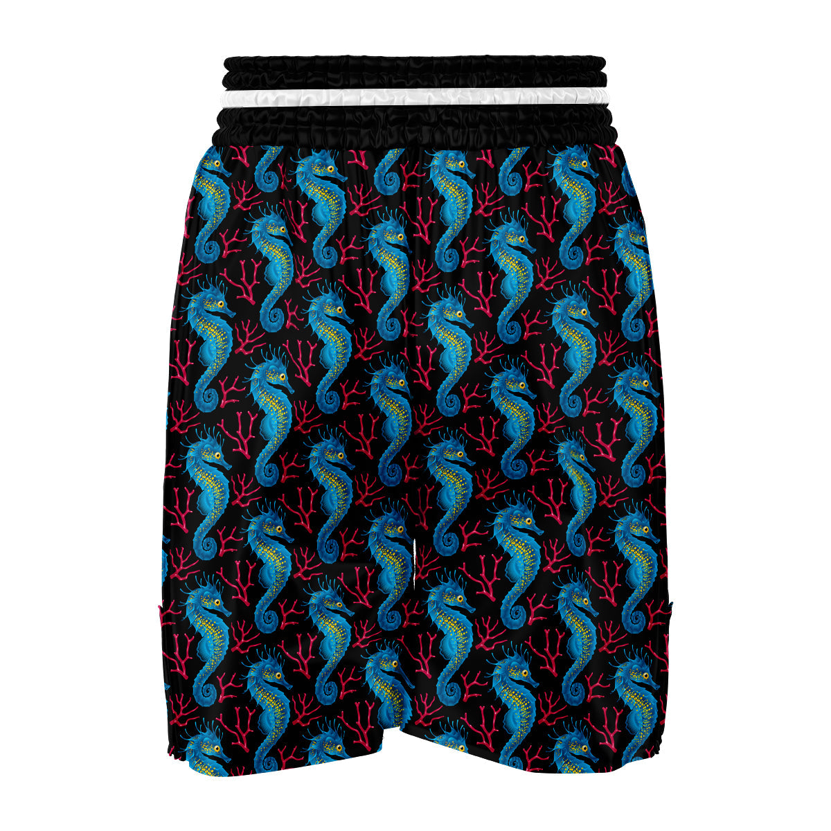 Seahorse Navy Pattern Print Boxing Shorts-grizzshop