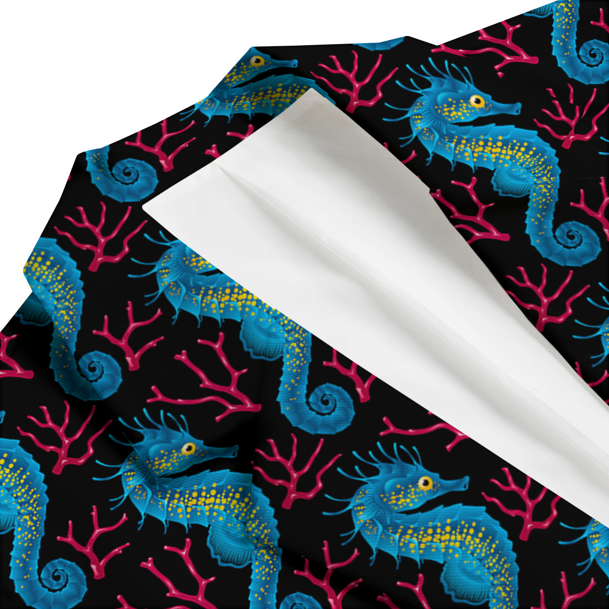 Seahorse Navy Pattern Print Men's Blazer-grizzshop