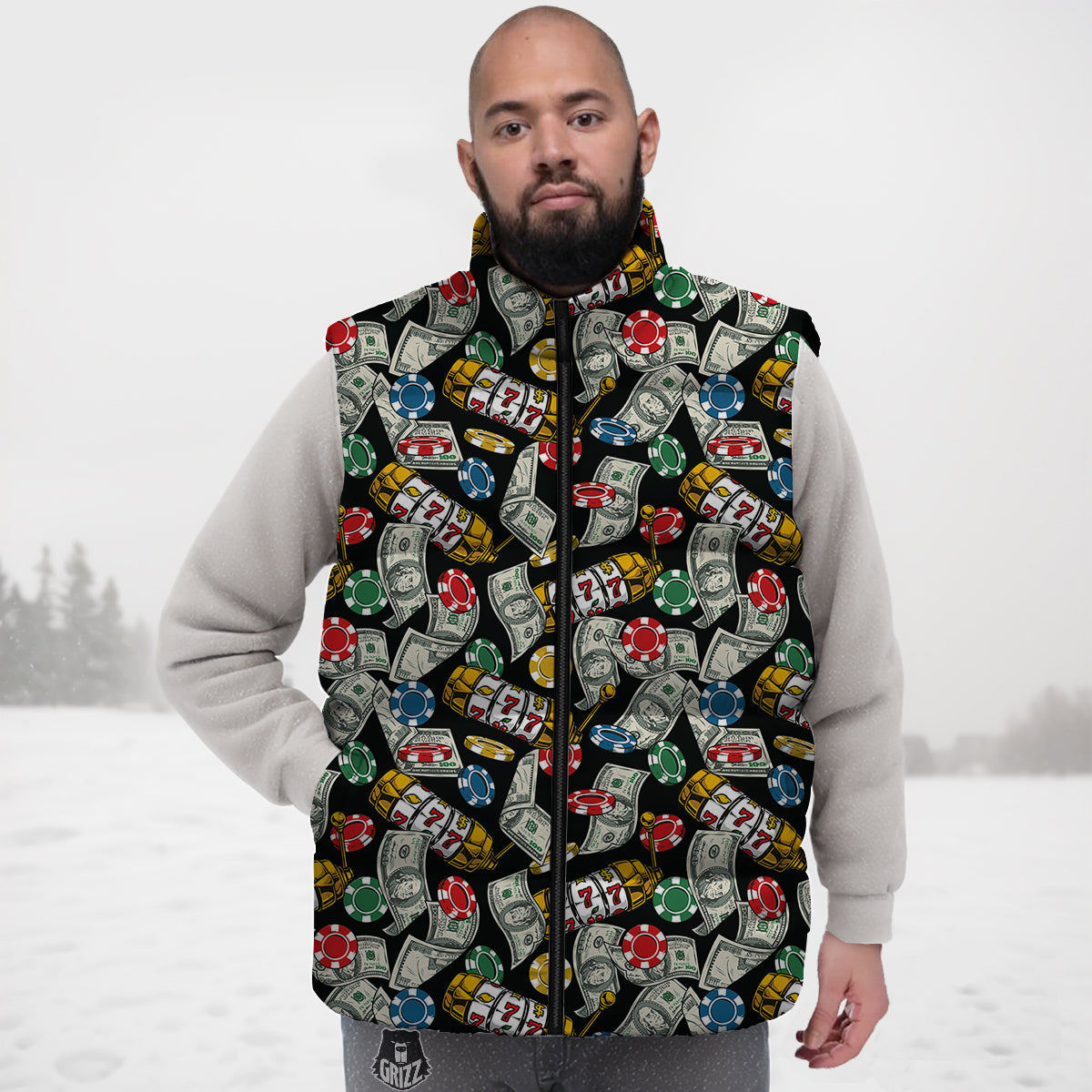 Seahorse Pattern Print Down Vest