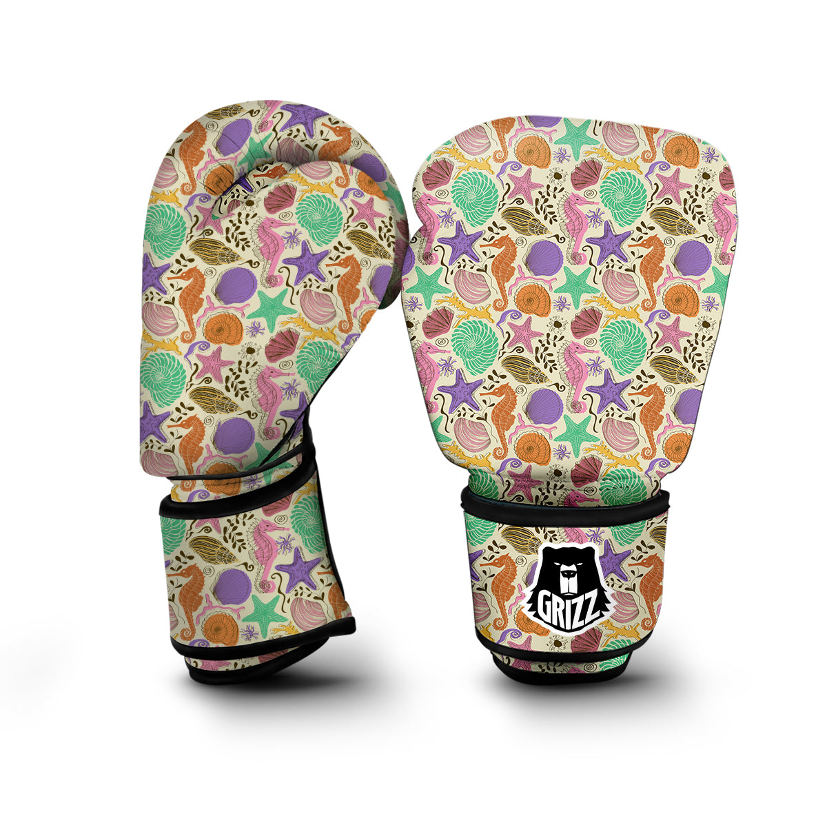 Seahorse Print Pattern Boxing Gloves-grizzshop