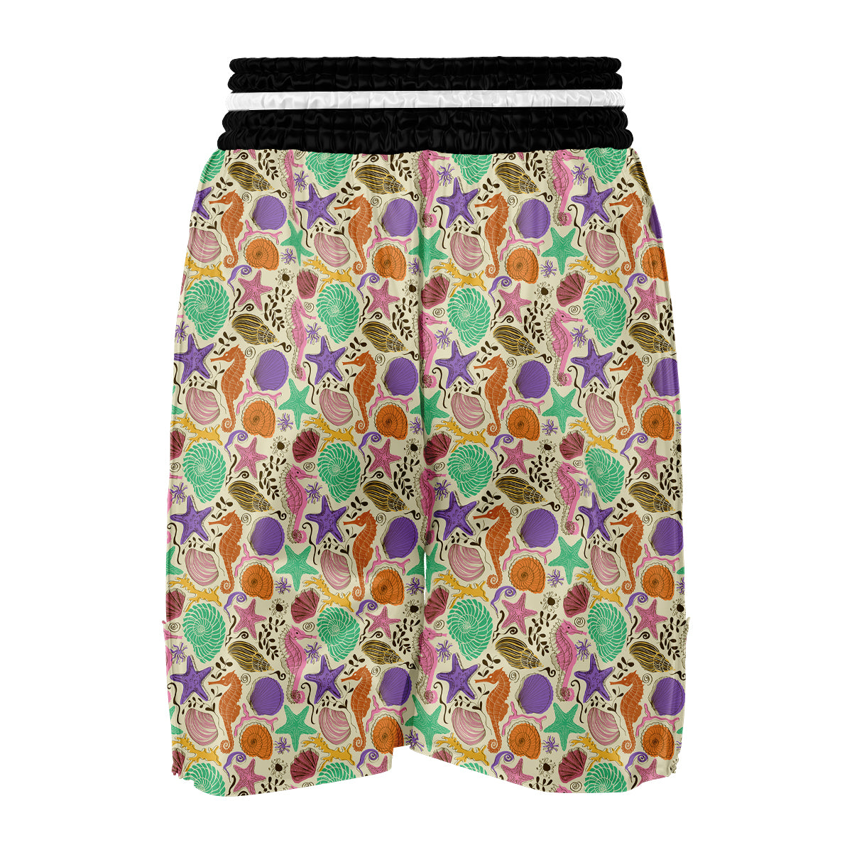 Seahorse Print Pattern Boxing Shorts-grizzshop
