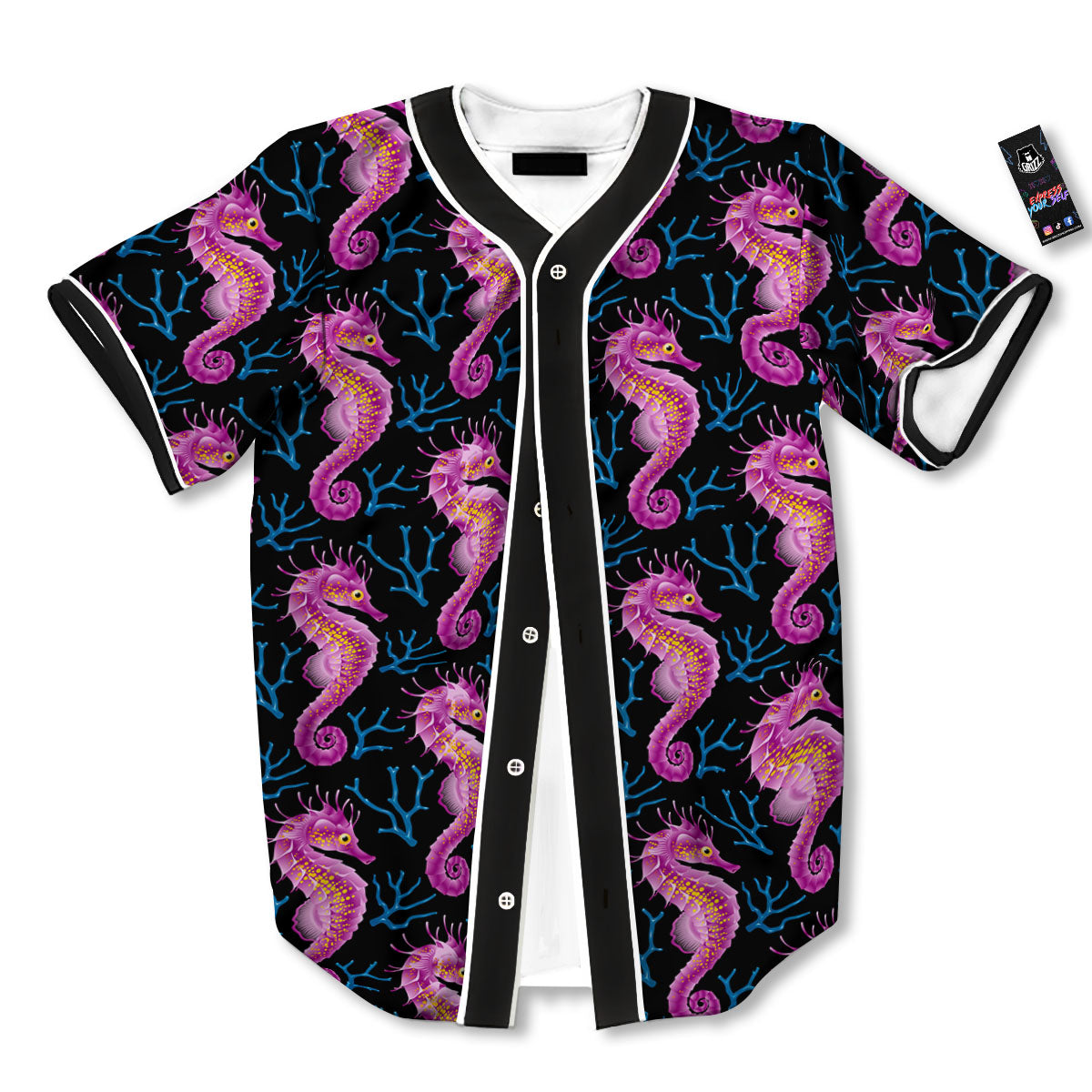 Seahorse Purple Print Pattern Baseball Jersey-grizzshop