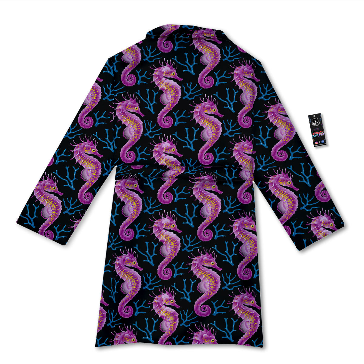 Seahorse Purple Print Pattern Bathrobe-grizzshop
