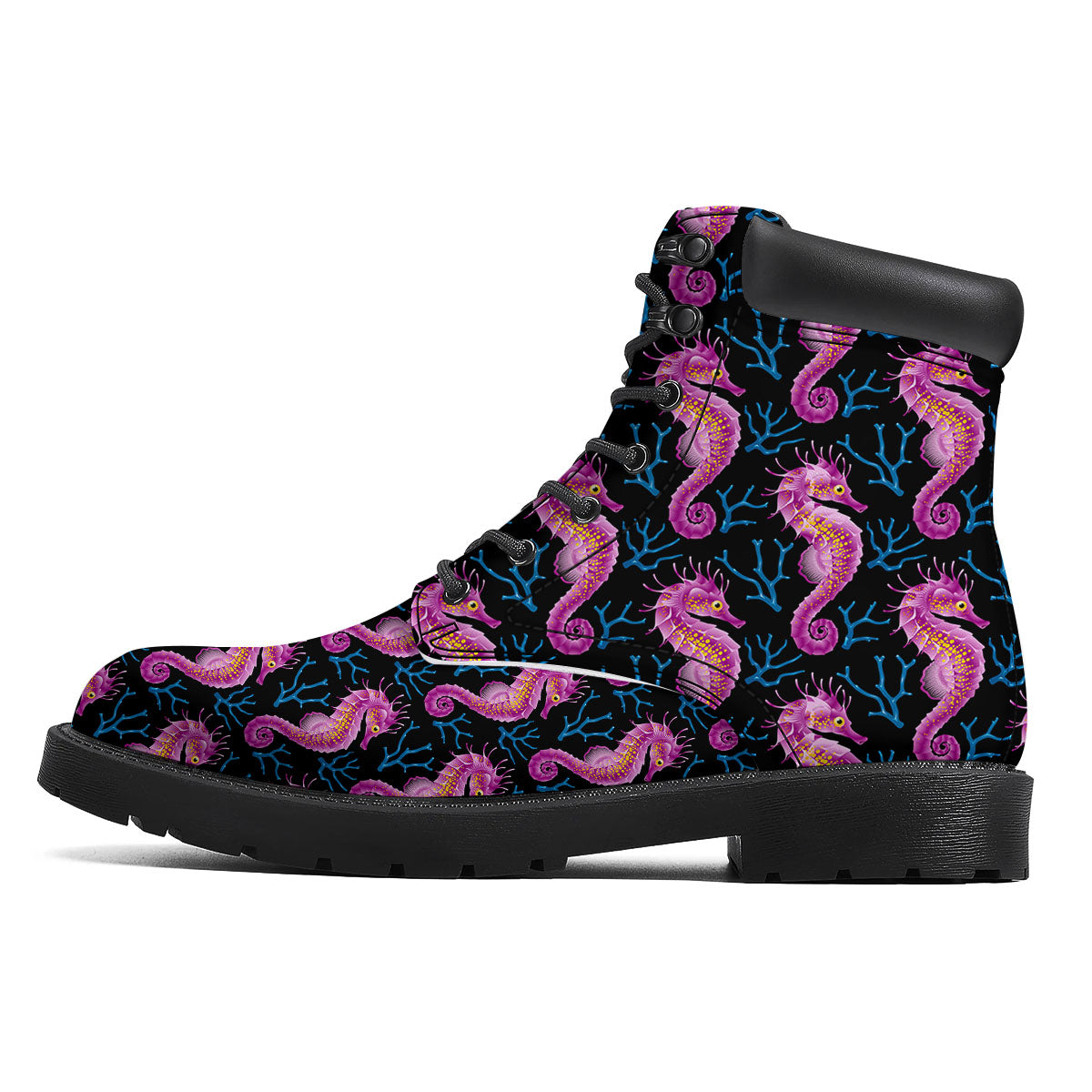 Seahorse Purple Print Pattern Boots-grizzshop