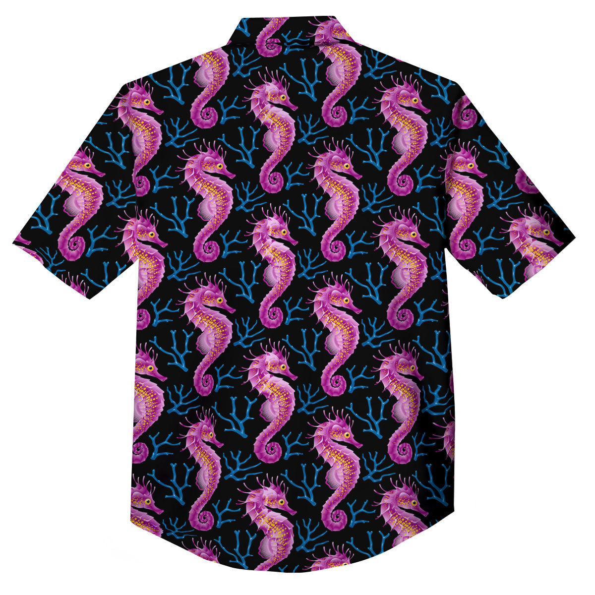 Seahorse Purple Print Pattern Button Up Shirt-grizzshop