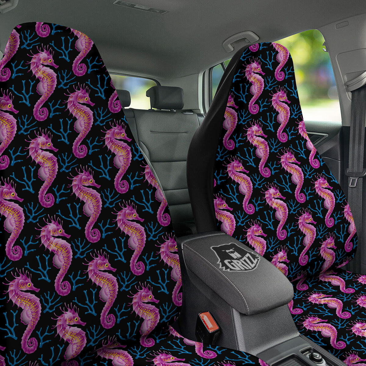 Seahorse Purple Print Pattern Car Seat Covers-grizzshop