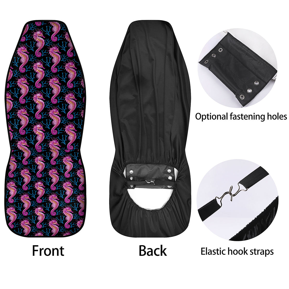 Seahorse Purple Print Pattern Car Seat Covers-grizzshop