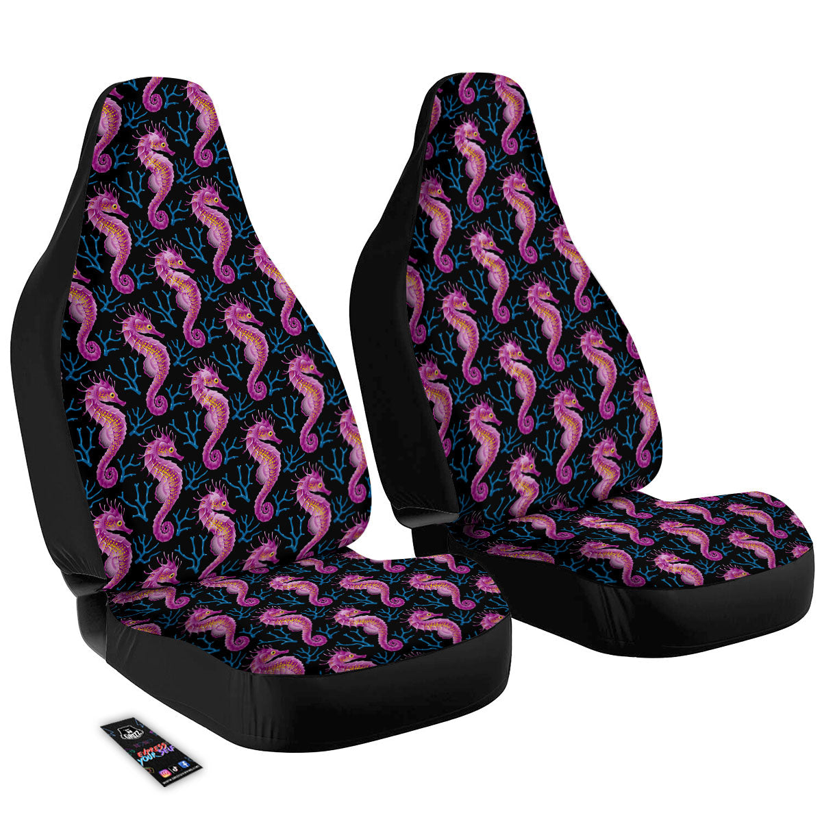 Seahorse Purple Print Pattern Car Seat Covers-grizzshop