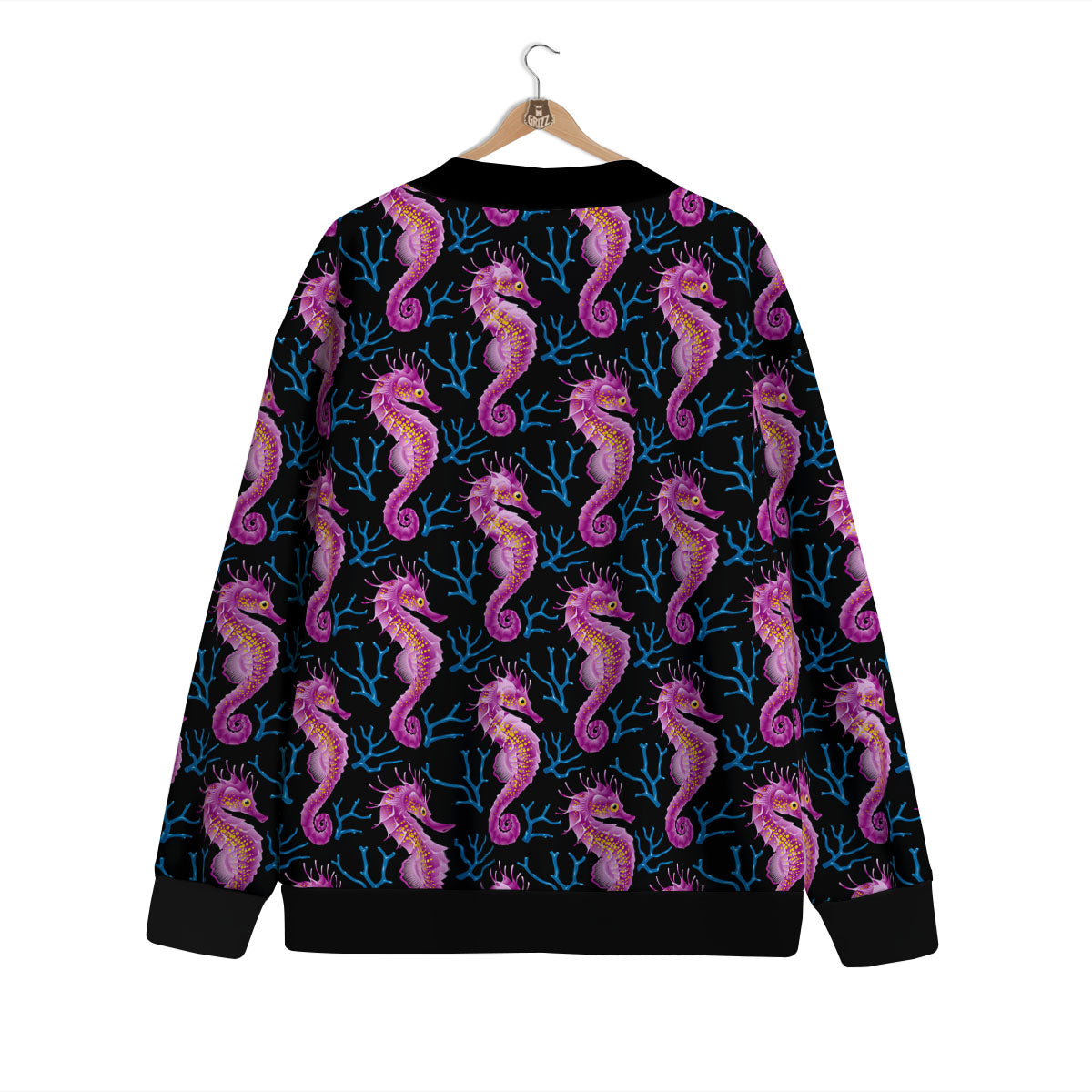 Seahorse Purple Print Pattern Cardigan-grizzshop