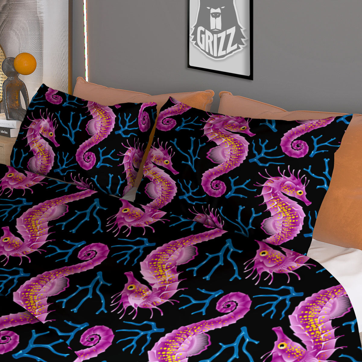 Skull Flowers Vintage Print Pattern Duvet Cover Bedding Set