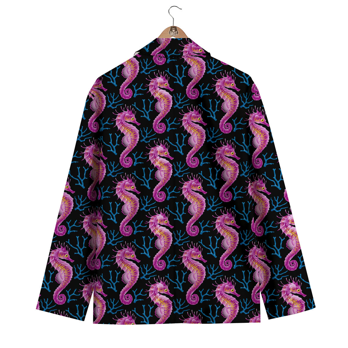 Seahorse Purple Print Pattern Men's Blazer-grizzshop