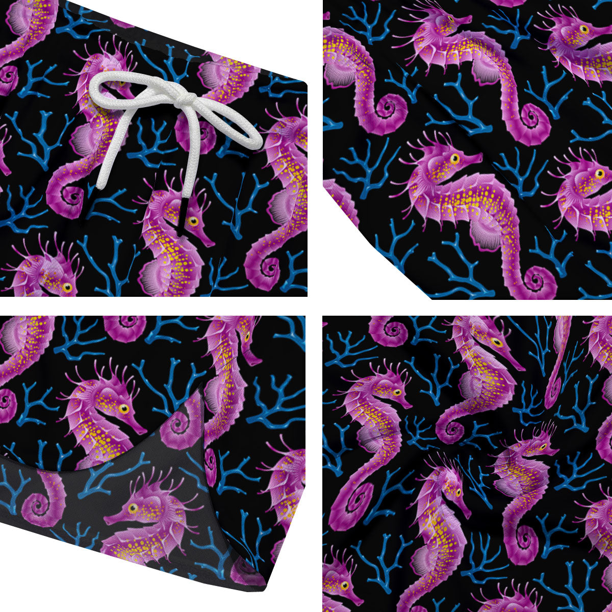 Seahorse Purple Print Pattern Men's Running Shorts-grizzshop