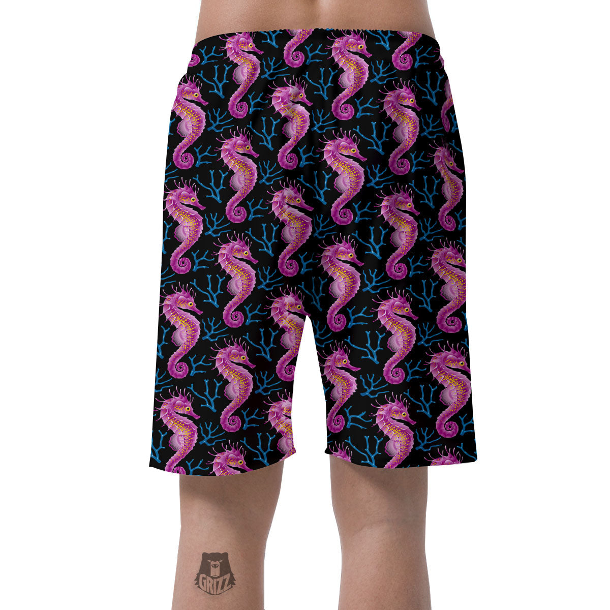 Seahorse Purple Print Pattern Men's Shorts-grizzshop