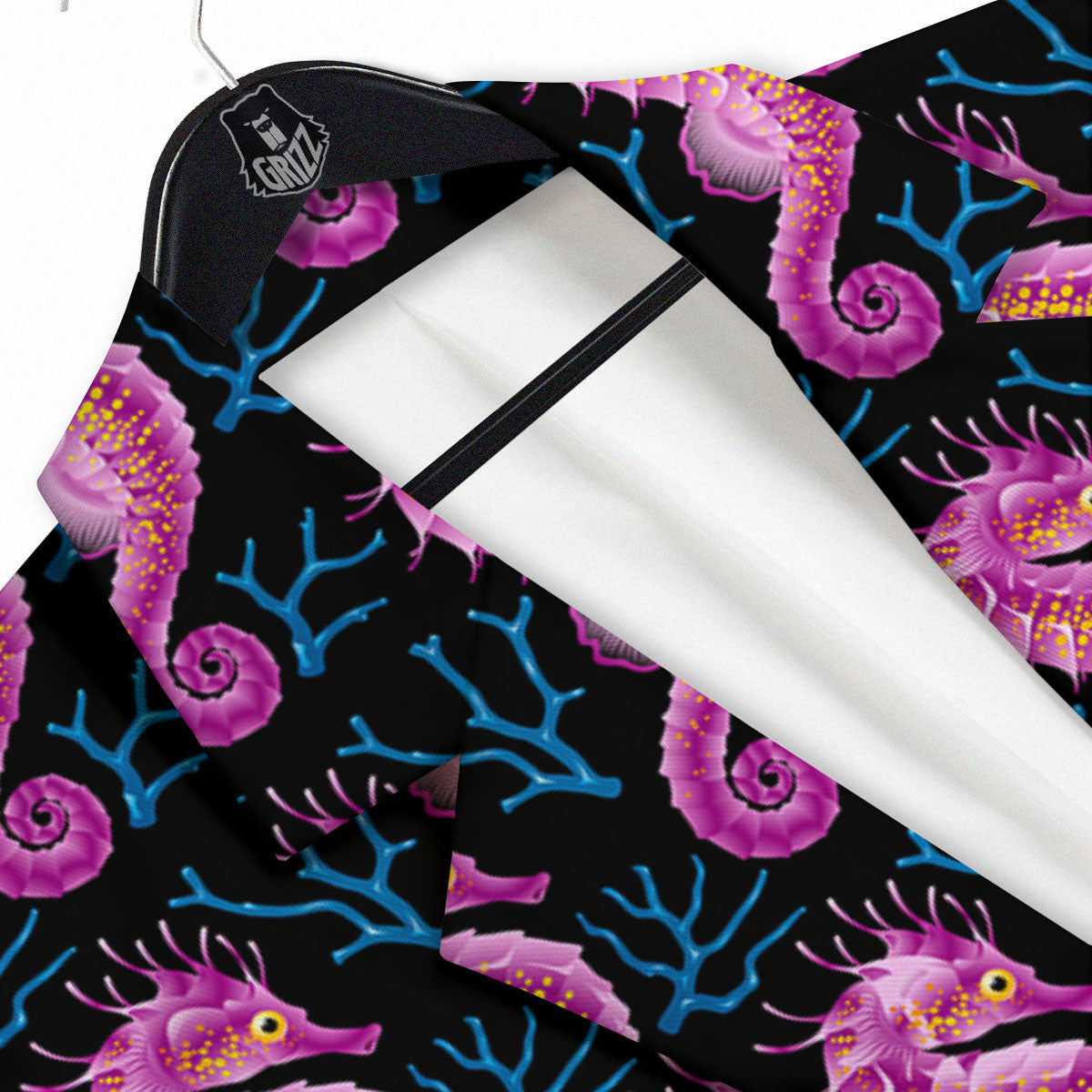 Seahorse Purple Print Pattern Men's Sport Coat-grizzshop