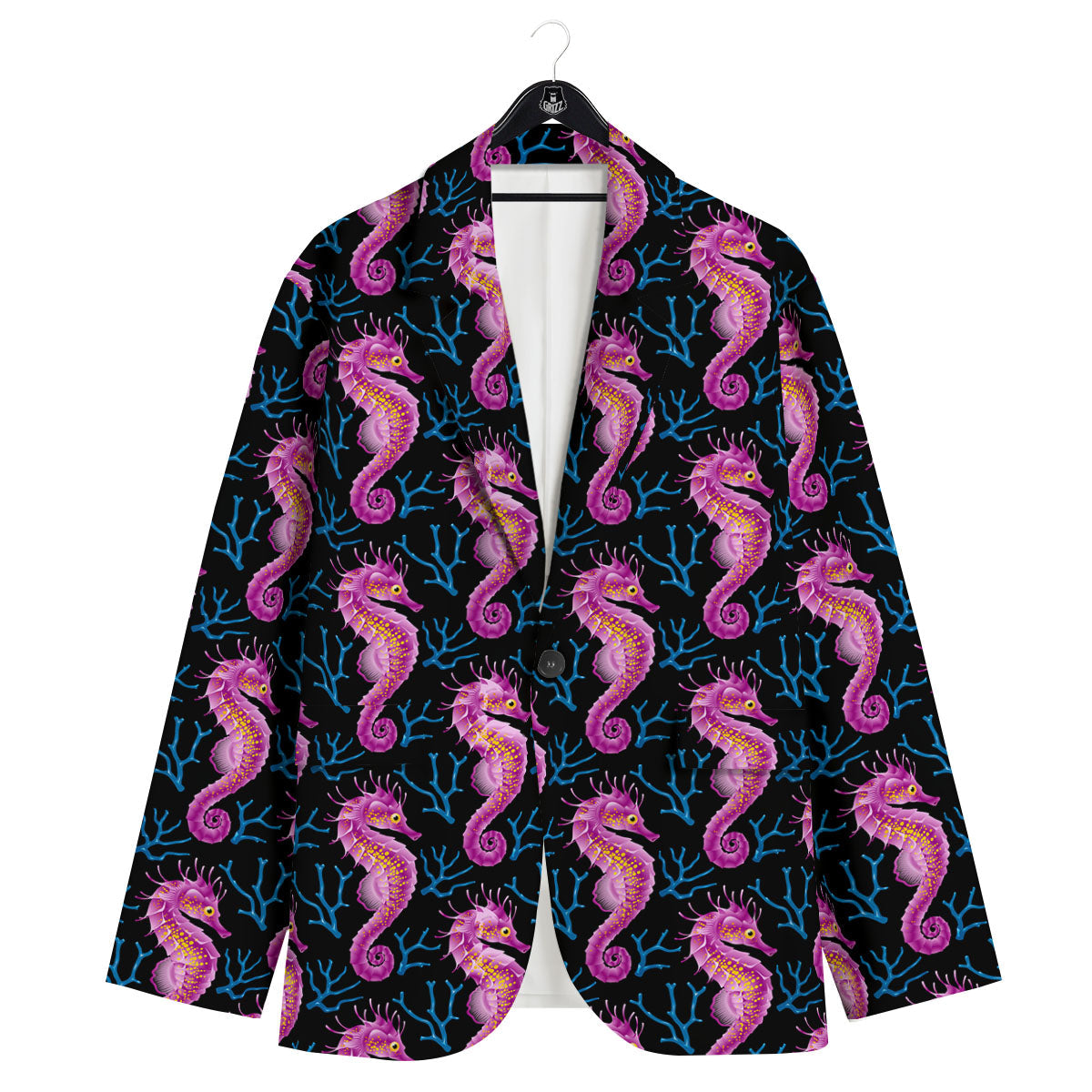 Seahorse Purple Print Pattern Men's Sport Coat-grizzshop