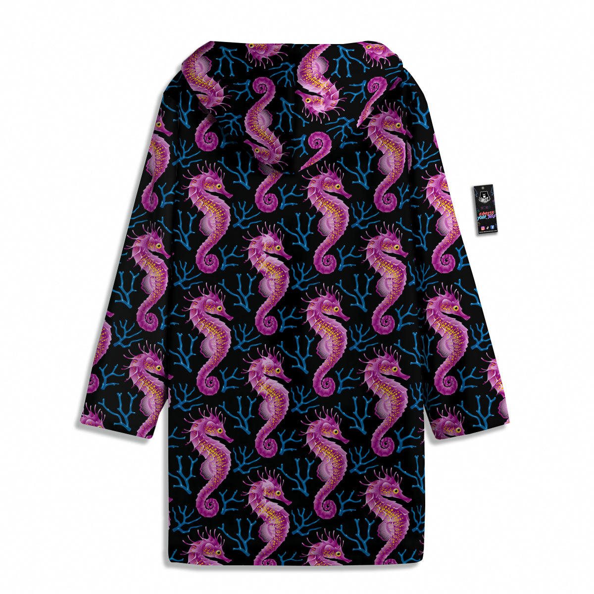 Seahorse Purple Print Pattern Men's Windbreaker Jacket-grizzshop