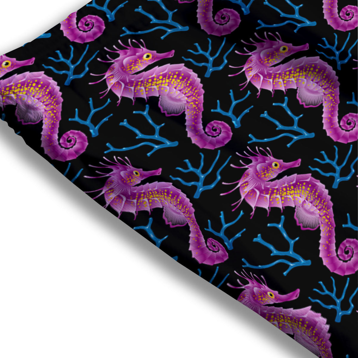 Seahorse Purple Print Pattern Mesh Shorts