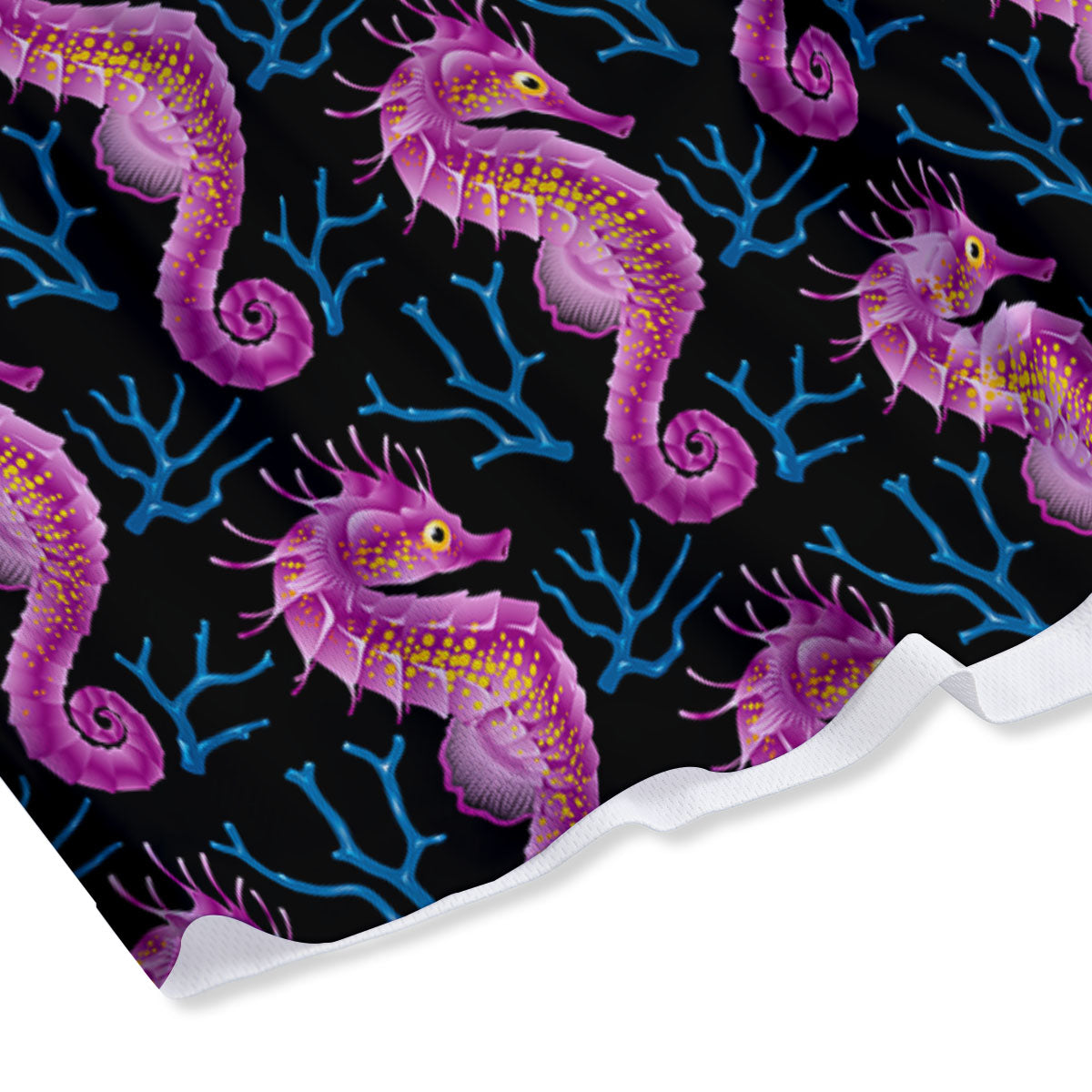 Seahorse Purple Print Pattern Mesh Shorts