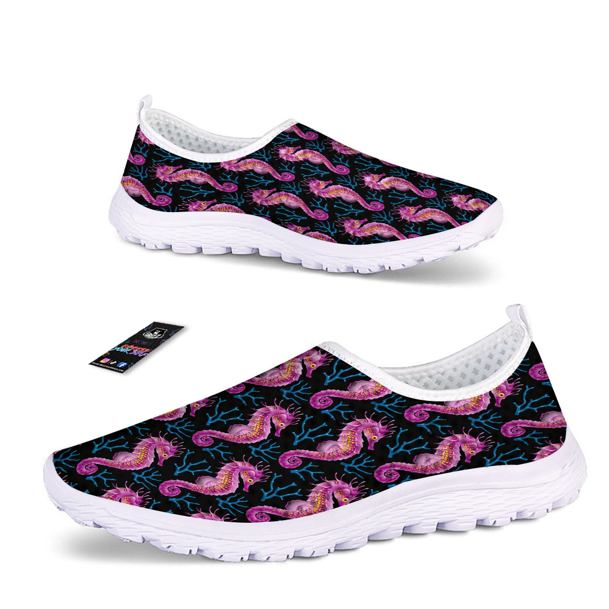 Seahorse Purple Print Pattern Nurse Shoes-grizzshop