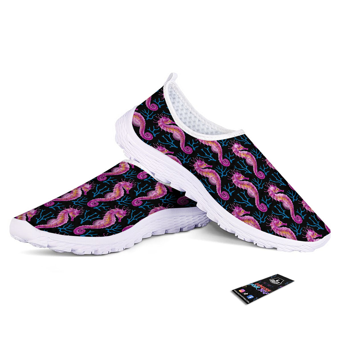 Seahorse Purple Print Pattern Nurse Shoes-grizzshop