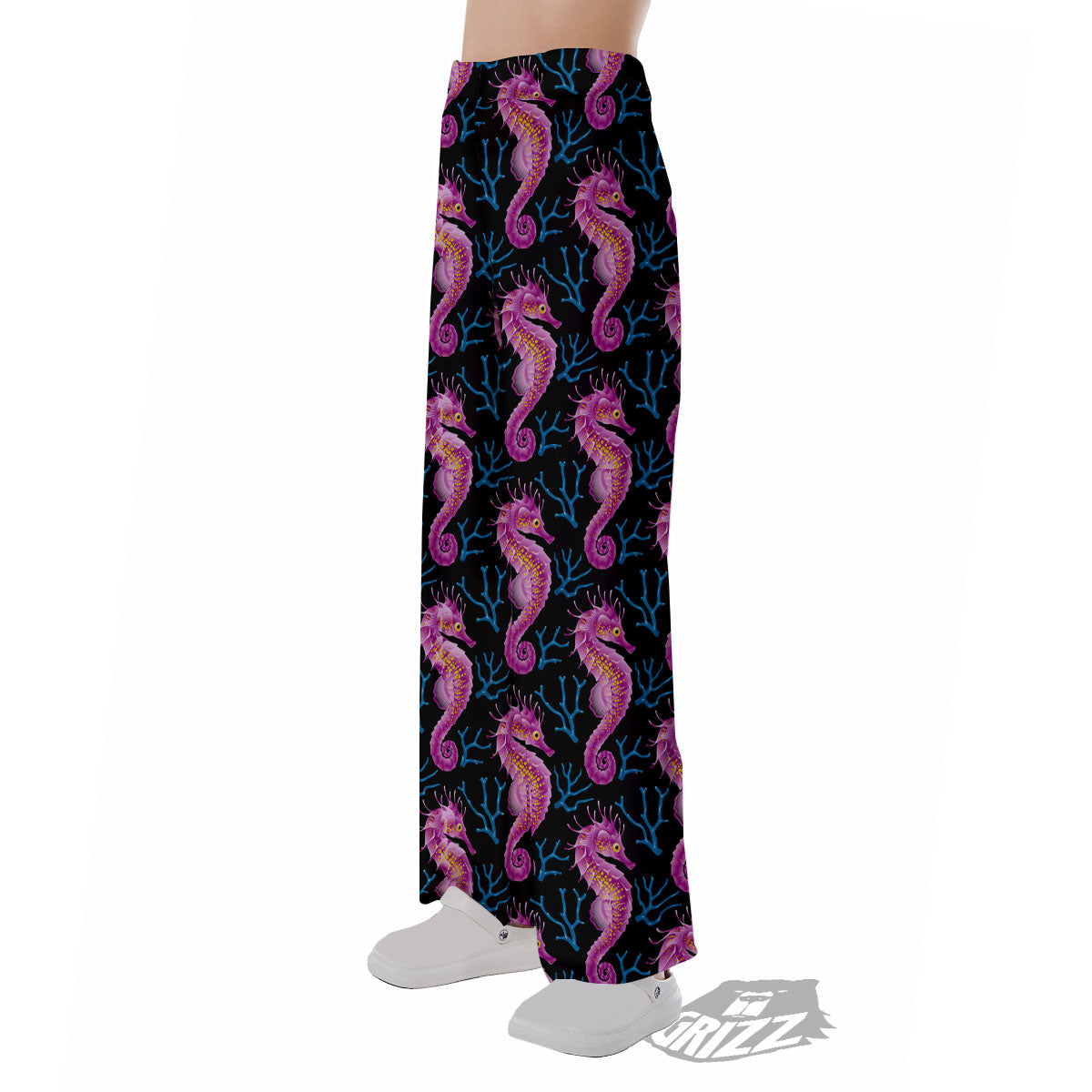 Seahorse Purple Print Pattern Pajama Pants-grizzshop