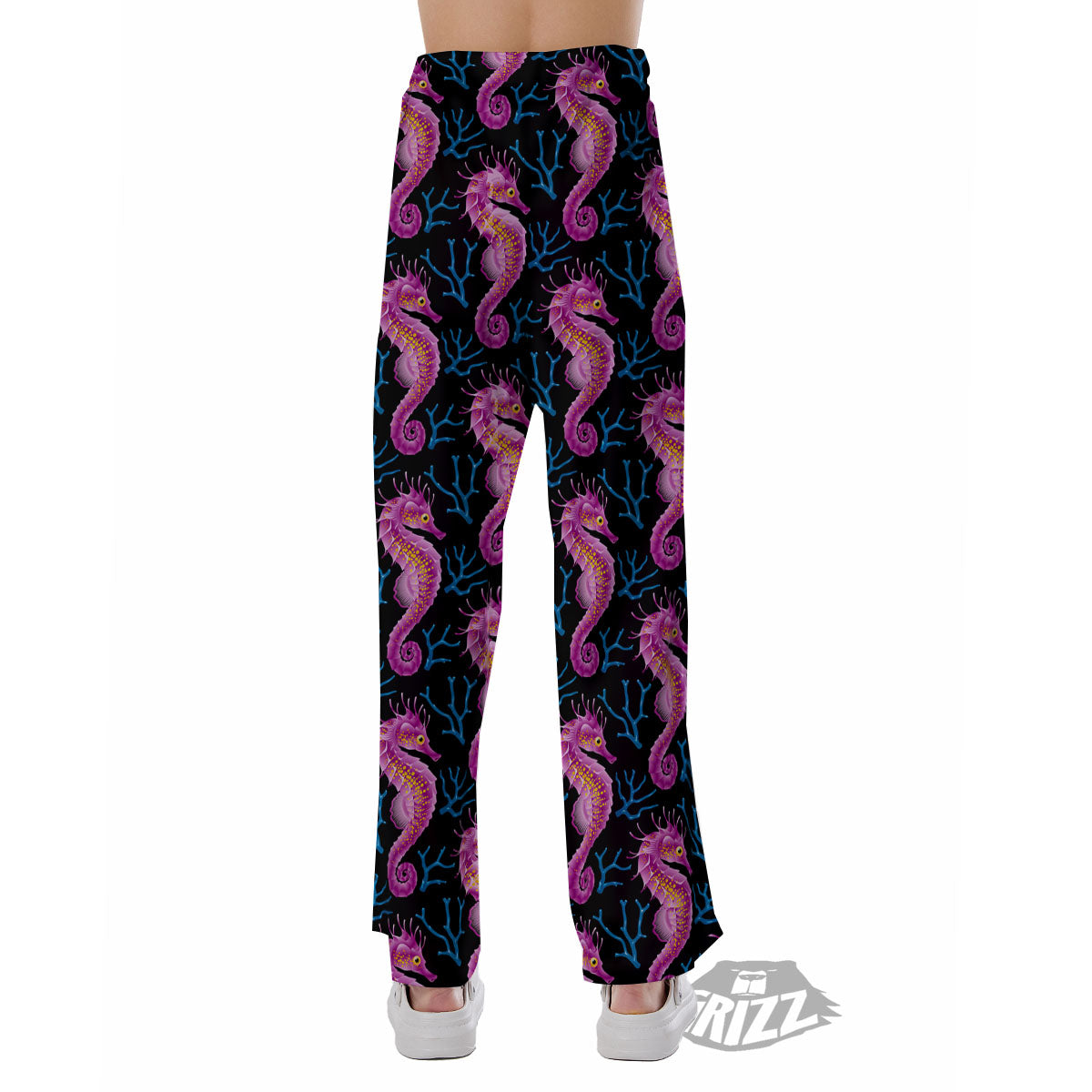 Seahorse Purple Print Pattern Pajama Pants-grizzshop