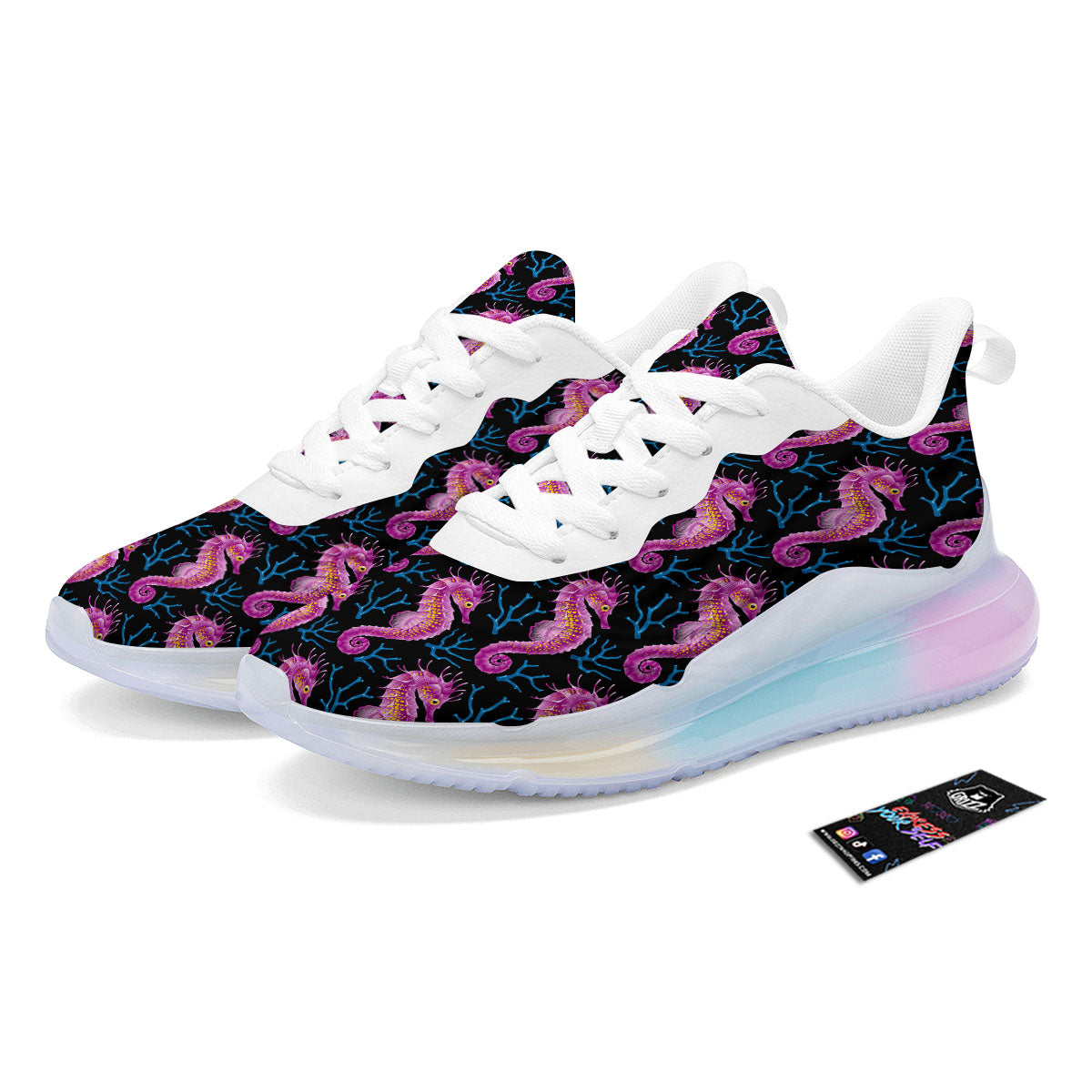 Seahorse Purple Print Pattern Running Sneakers-grizzshop