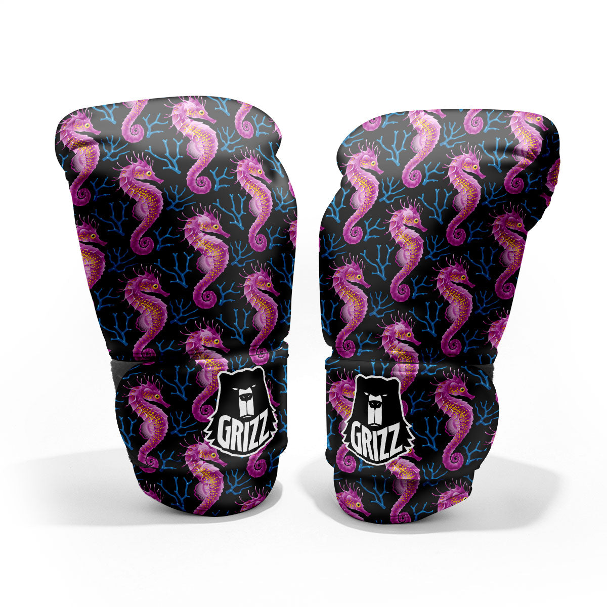Seahorse Purple Print Pattern Pro Boxing Glove