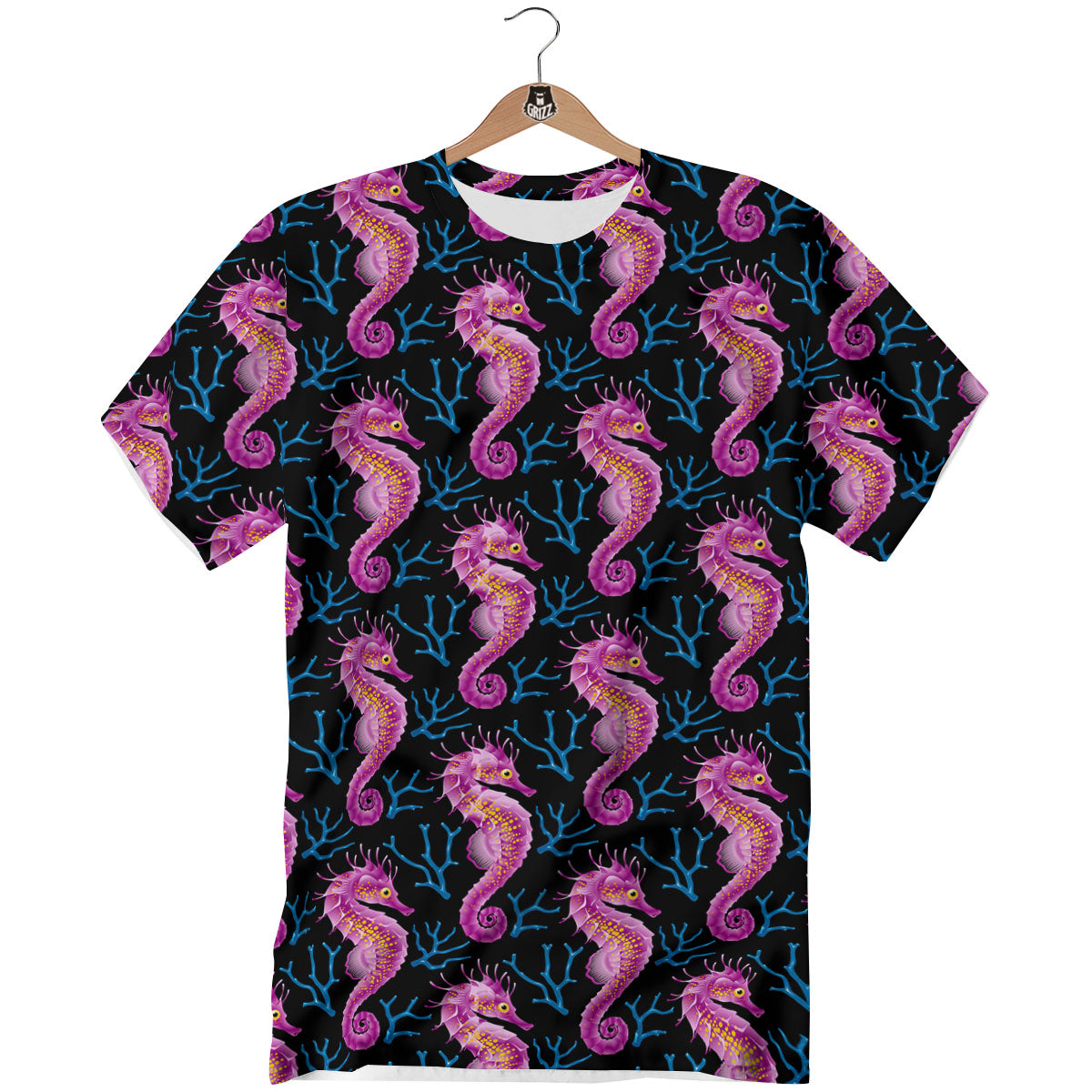 Seahorse Purple Print Pattern T-Shirt-grizzshop