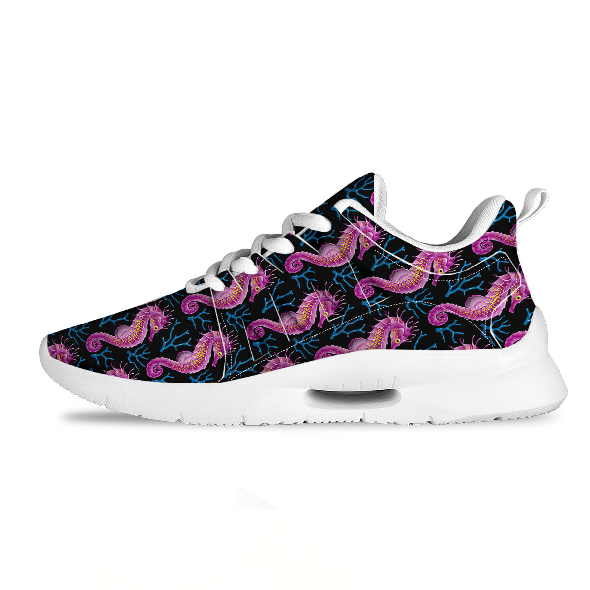 Seahorse Purple Print Pattern Tennis Shoes-grizzshop