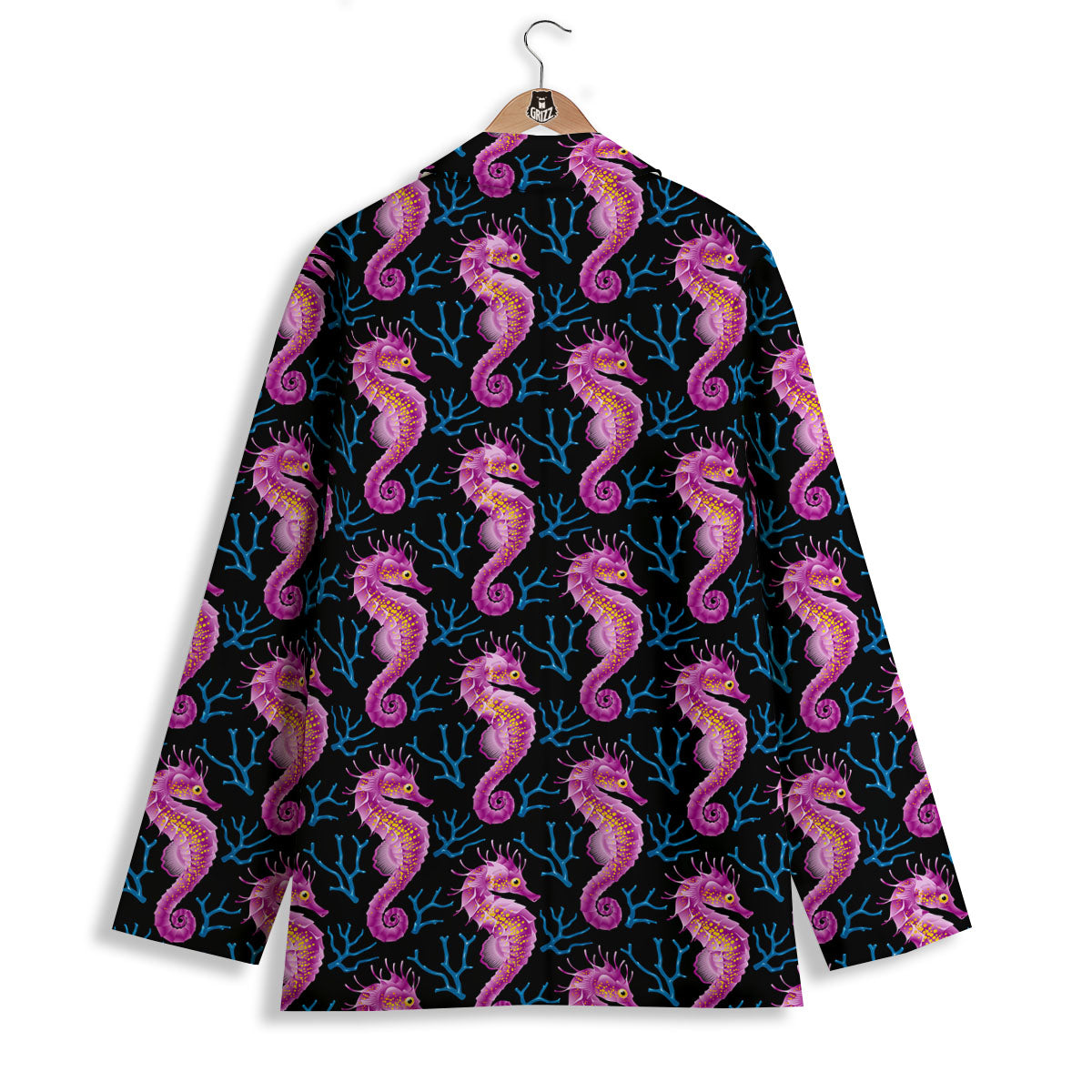 Seahorse Purple Print Pattern Women's Blazer-grizzshop