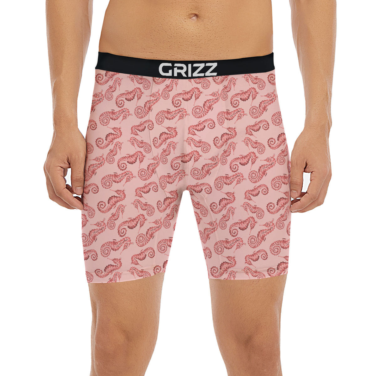 Seahorse Watercolor Print Pattern Boxer Briefs-grizzshop