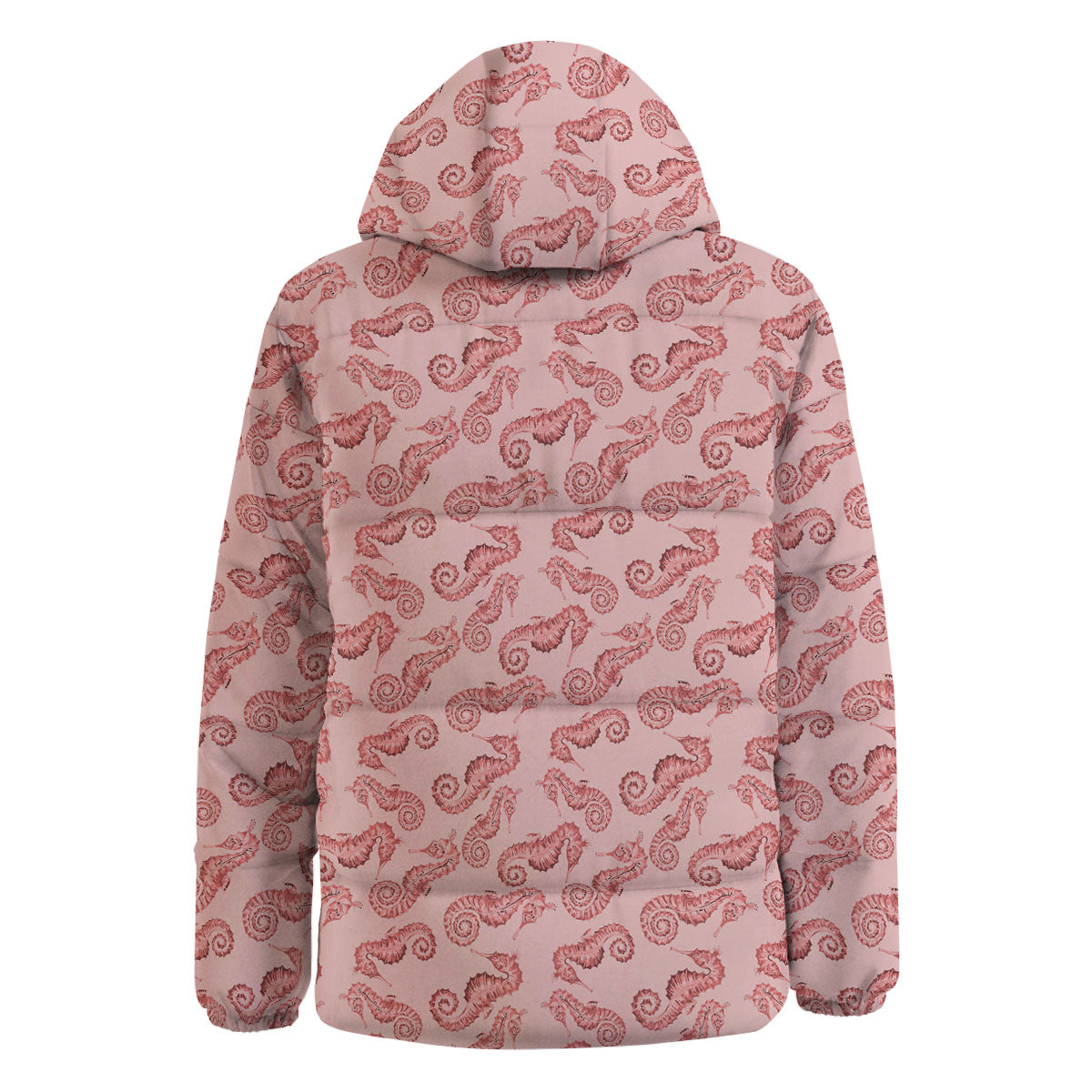 Seahorse Watercolor Print Pattern Down Jacket-grizzshop