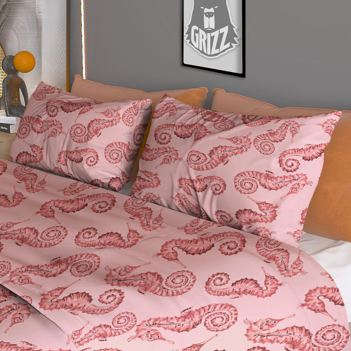 Seahorse Watercolor Print Pattern Duvet Cover Bedding Set