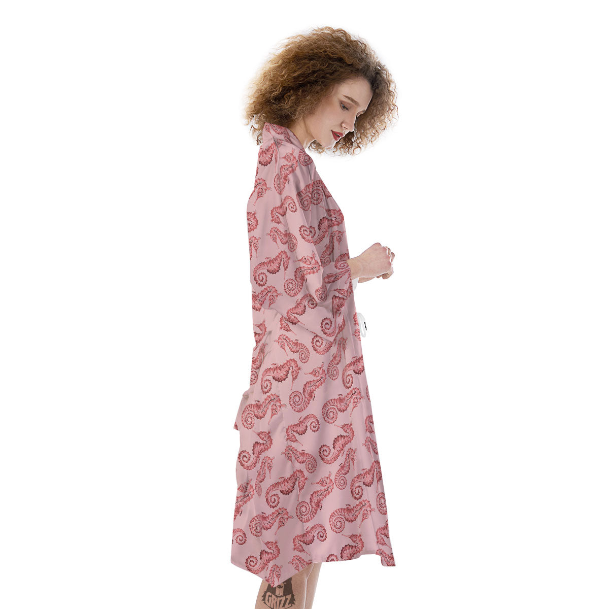 Seahorse Watercolor Print Pattern Kimono-grizzshop