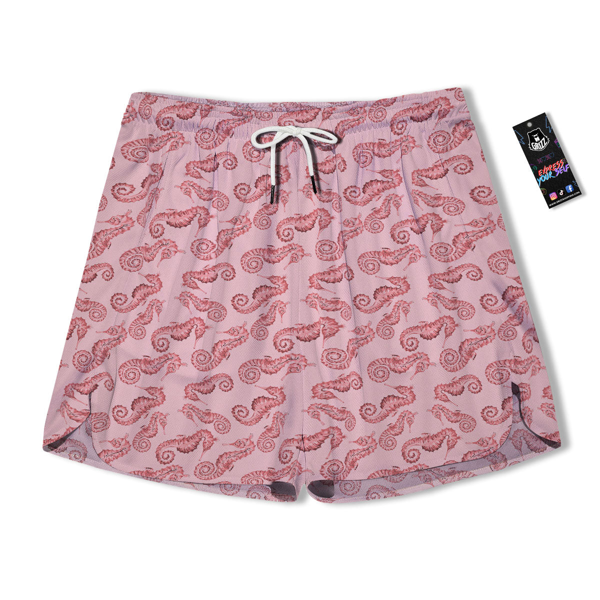 Seahorse Watercolor Print Pattern Men's Running Shorts-grizzshop
