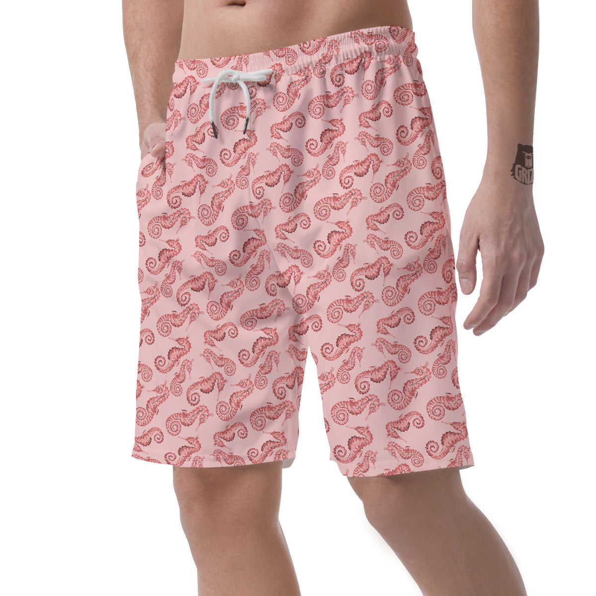 Seahorse Watercolor Print Pattern Men's Shorts-grizzshop