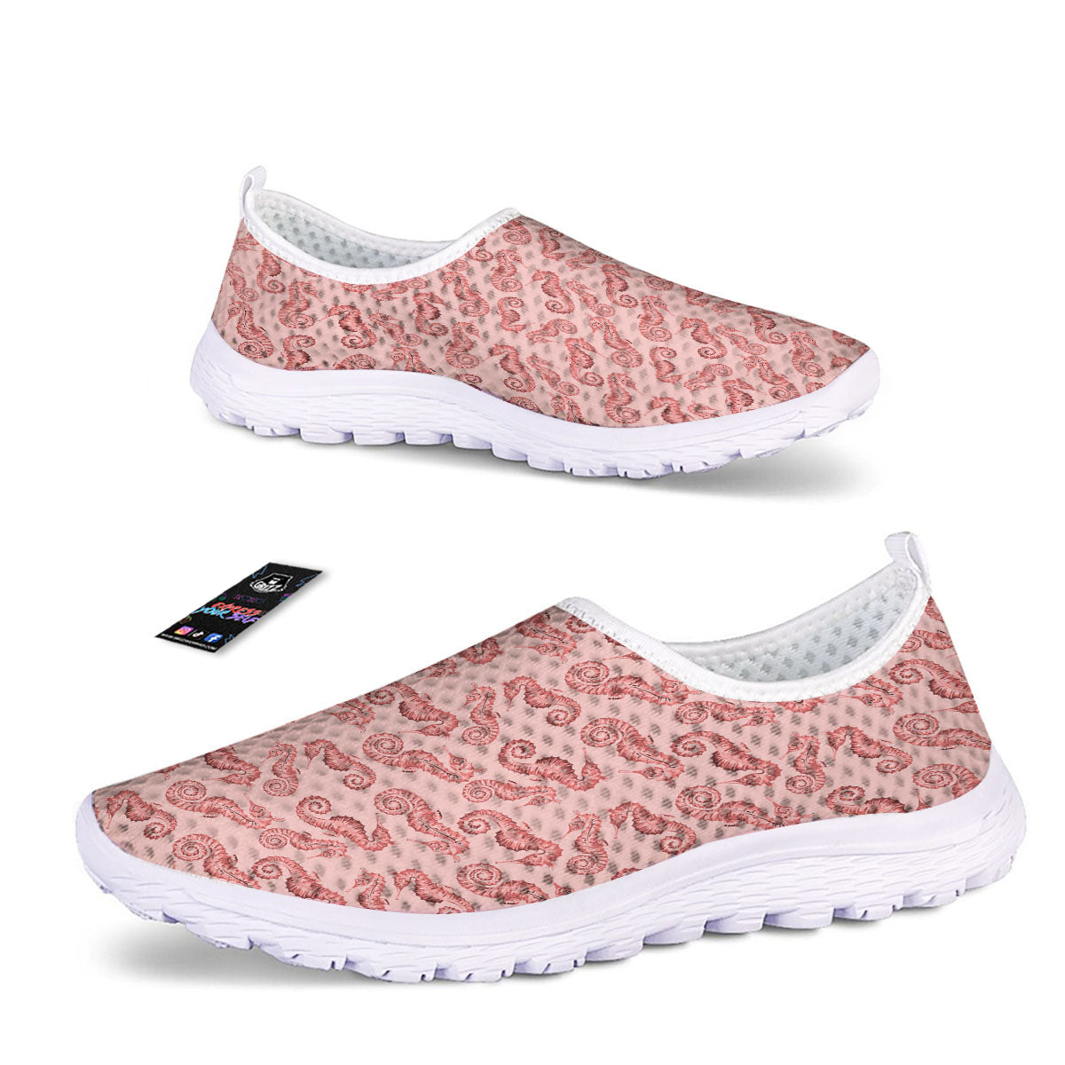 Seahorse Watercolor Print Pattern Nurse Shoes-grizzshop