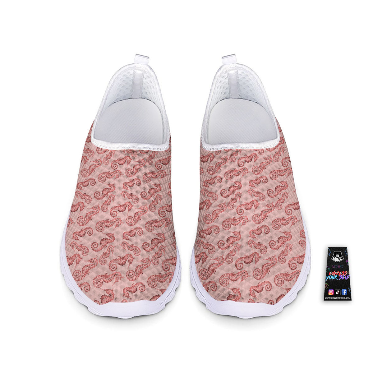 Seahorse Watercolor Print Pattern Nurse Shoes-grizzshop