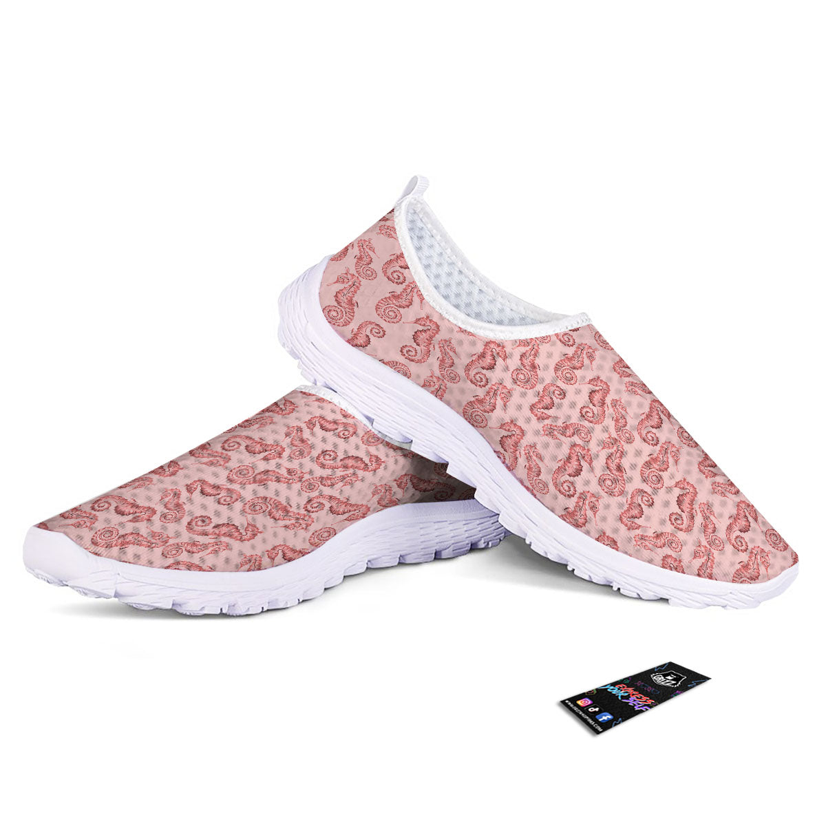 Seahorse Watercolor Print Pattern Nurse Shoes-grizzshop