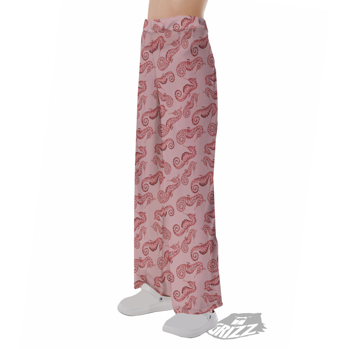 Seahorse Watercolor Print Pattern Pajama Pants-grizzshop