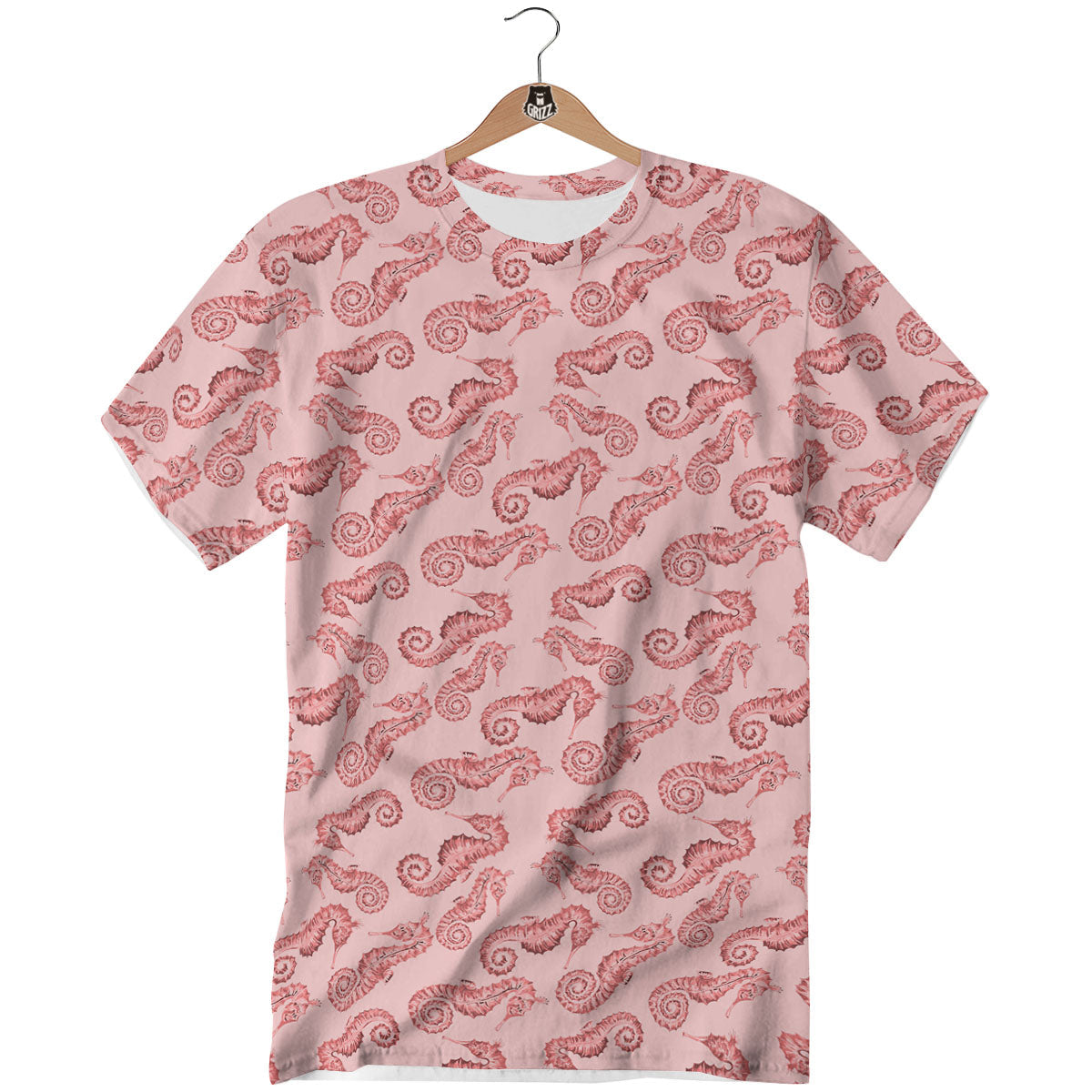 Seahorse Watercolor Print Pattern T-Shirt-grizzshop