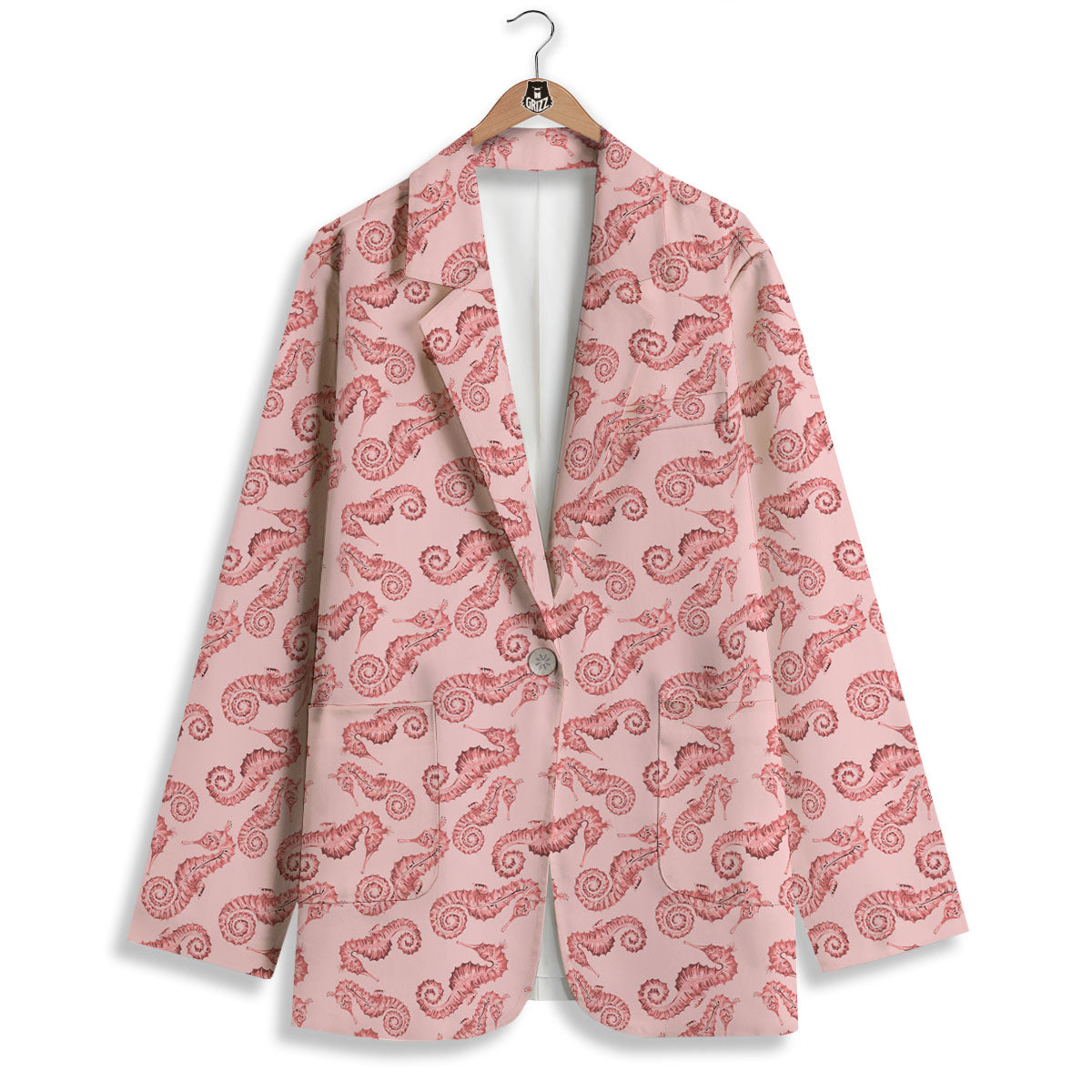 Seahorse Watercolor Print Pattern Women's Blazer-grizzshop