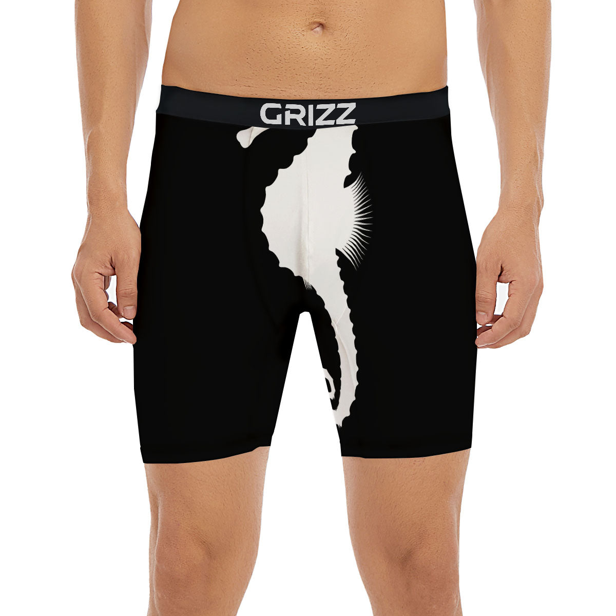 Seahorse White And Black Print Boxer Briefs-grizzshop