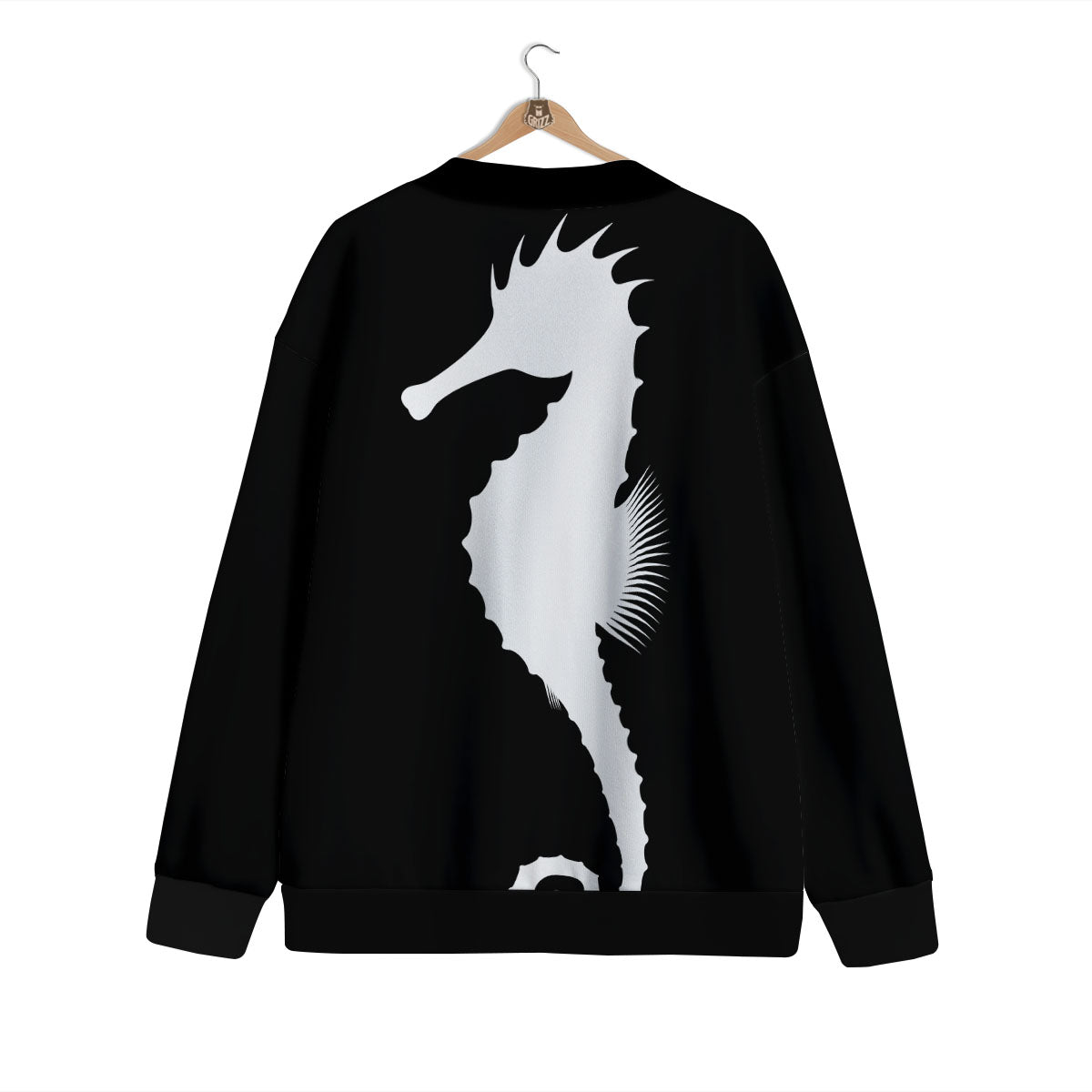 Seahorse White And Black Print Cardigan-grizzshop