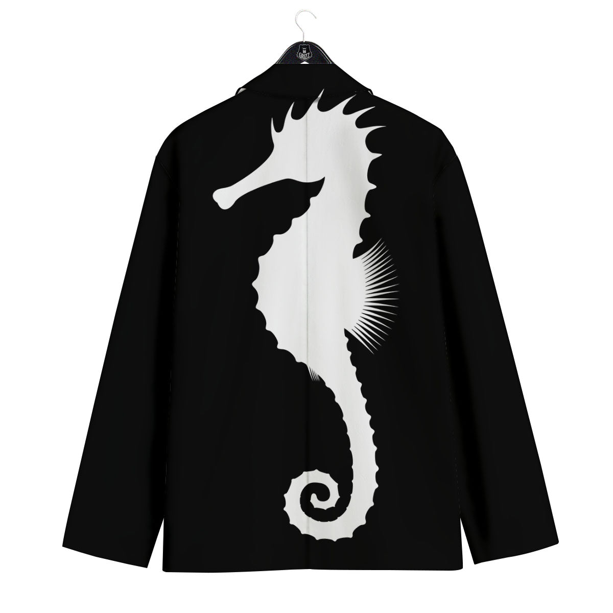 Seahorse White And Black Print Men's Sport Coat-grizzshop