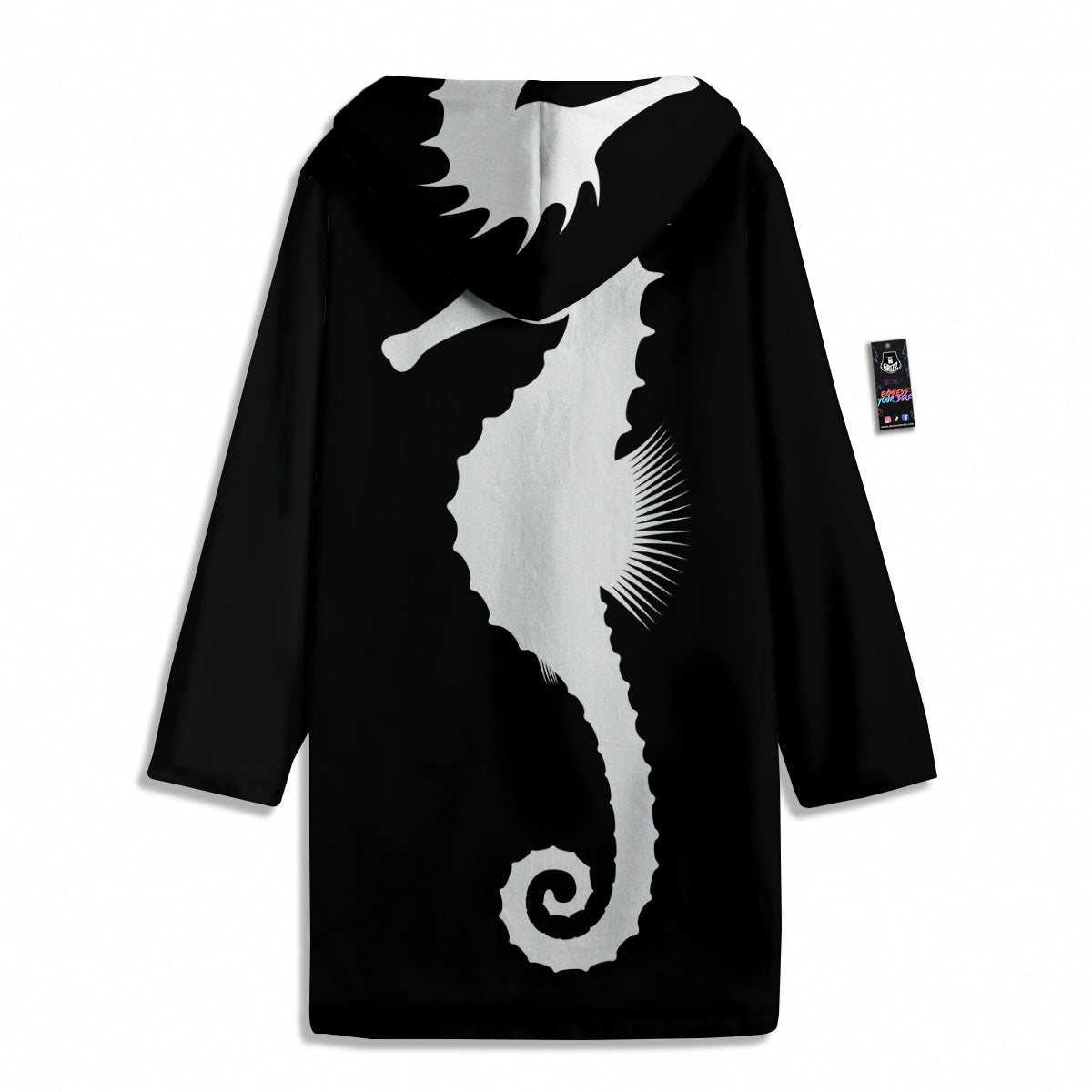 Seahorse White And Black Print Men's Windbreaker Jacket-grizzshop