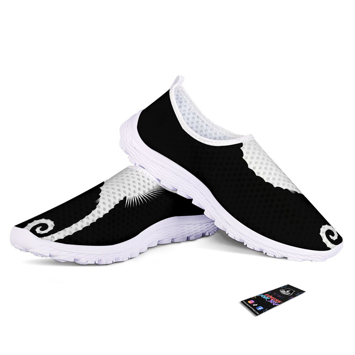 Seahorse White And Black Print Nurse Shoes-grizzshop