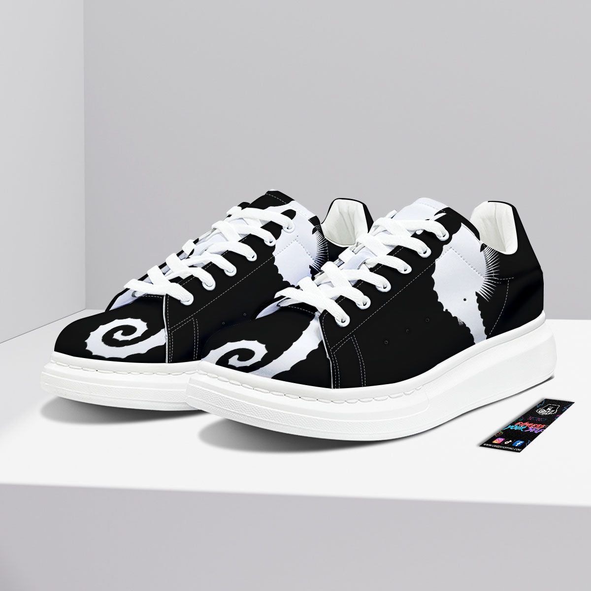 Seahorse White And Black Print Platform Shoes-grizzshop